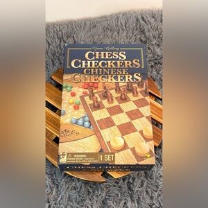 Gallery Triple Game Set Chess Checkers Chinese Checkers - Parts May Be Missing